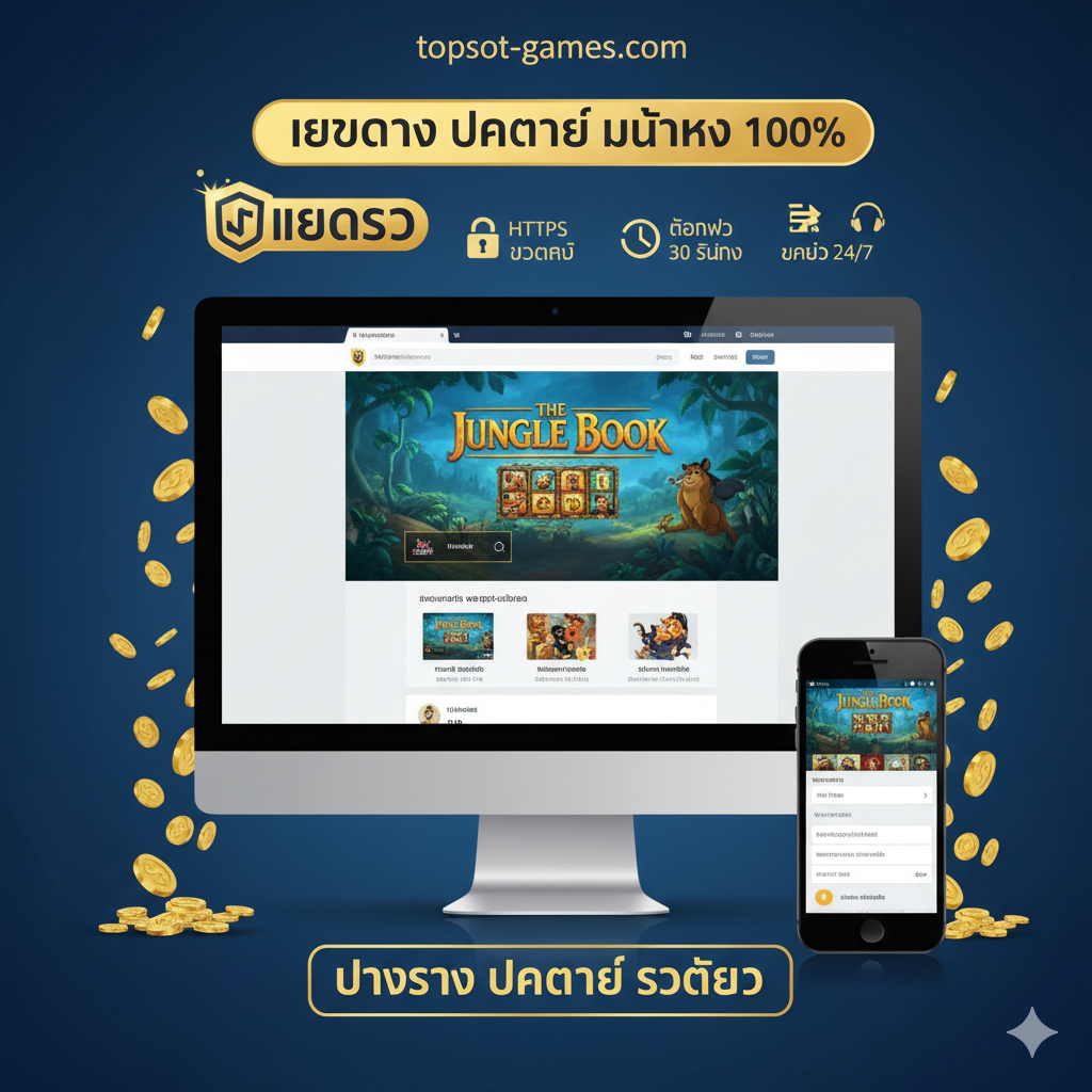 ภาพแสดงความน่าเชื่อถือและข้อได้เปรียบของการเล่นที่ 'topslot-games.com' เน้นการรวมสัญลักษณ์ความปลอดภัยและความรวดเร็ว เช่น ไอคอน 'HTTPS Secure', 'Fast Withdraw 30s', '24/7 Support' และโลโก้ 'เว็บตรง' ขนาดใหญ่ ตัวพื้นหลังเป็นภาพเว็บไซต์ที่สะอาดและเป็นมืออาชีพ มีเหรียญทองจำนวนมากไหลลงมาเหนือหน้าจอคอมพิวเตอร์และมือถือเพื่อสื่อถึง 'การจ่ายเงินจริง' (Safe & Fast Payout) ใช้โทนสีน้ำเงินและสีทองเพื่อสื่อถึงความมั่นคงและความหรูหรา.