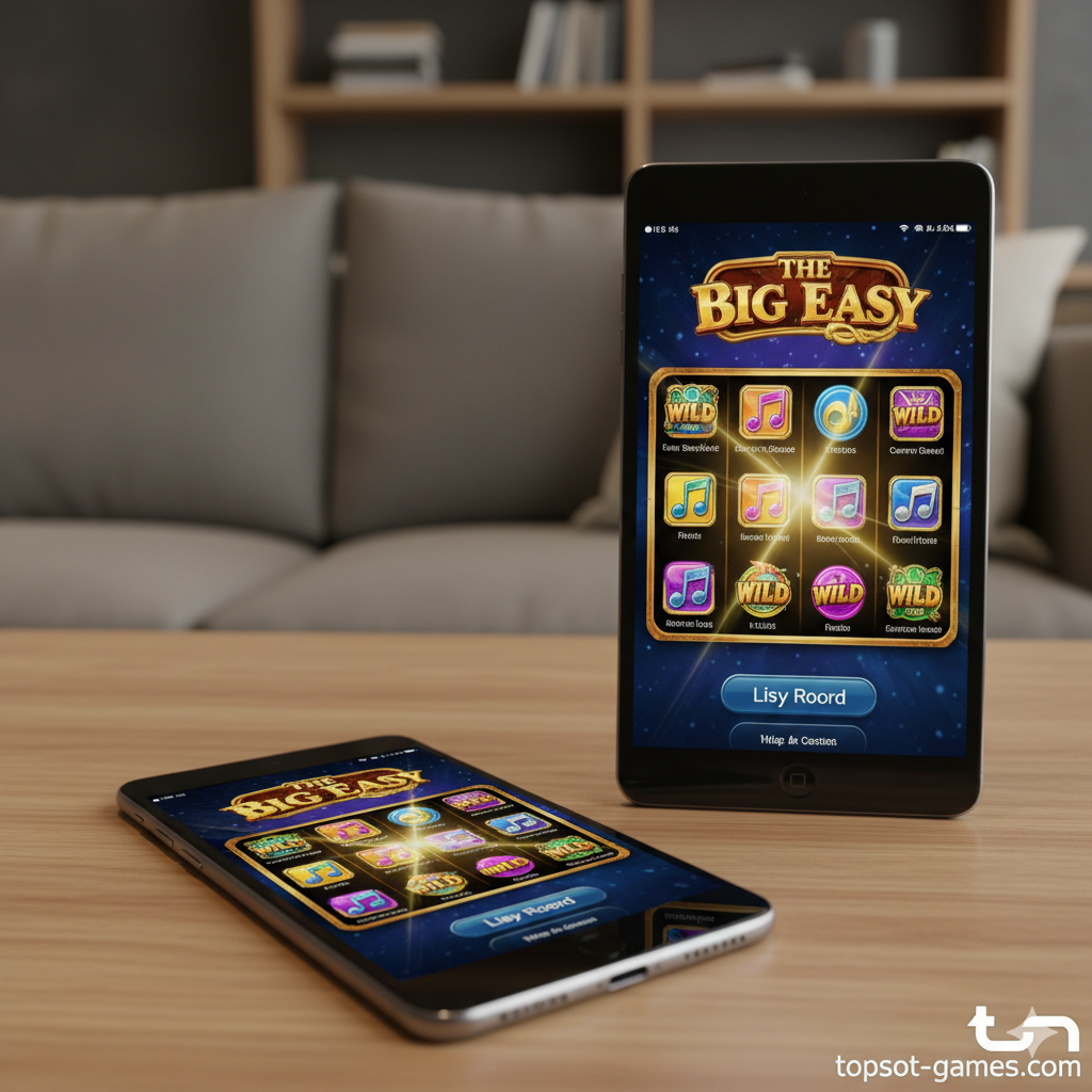ภาพแสดงข้อดีของการเล่นสล็อต Big Easy เวอร์ชันฟรีบน topslot-games.com เน้นการรองรับ Mobile First และความสะดวกสบายในการเข้าถึง ภาพควรมีโทรศัพท์มือถือและแท็บเล็ตวางคู่กัน โดยมีหน้าจอแสดงเกมสล็อต Big Easy ที่โหลดเร็วและชัดเจน พร้อมแสงสะท้อนที่บ่งบอกถึงการสัมผัสที่ราบรื่น ฉากหลังควรเป็นบรรยากาศผ่อนคลาย เช่น โซฟา หรือ ร้านกาแฟ สื่อถึงการเล่นได้ทุกที่ มีโลโก้ topslot-games.com เล็กๆ อยู่มุมล่างเพื่อแสดงถึงแหล่งที่มา