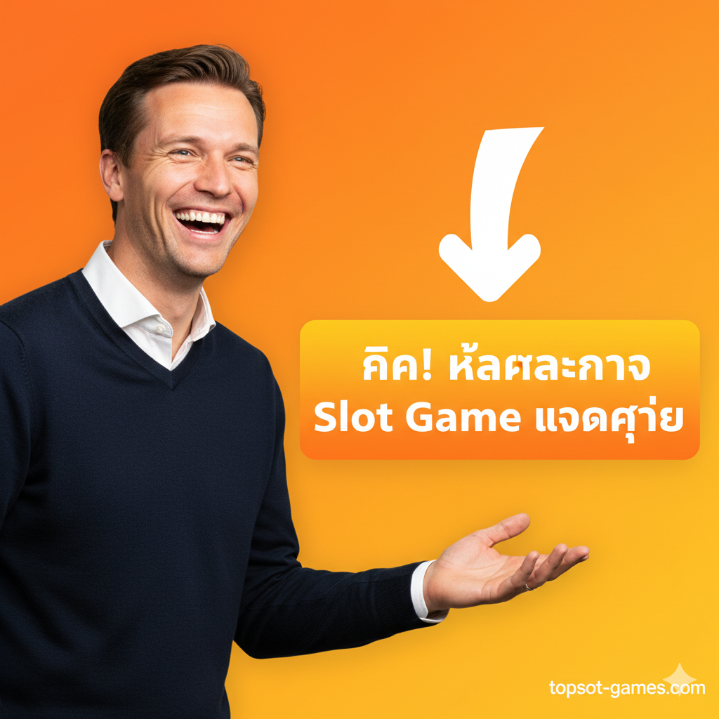 ภาพสรุปที่เป็น Call to Action (CTA) เพื่อกระตุ้นการคลิกอย่างชัดเจน ใช้ภาพ อาร์เน สล็อต กำลังหัวเราะแบบปิดปากหรือหัวเราะแบบผายมืออย่างเชิญชวนอยู่ด้านซ้ายของภาพ ด้านขวาเป็นปุ่มขนาดใหญ่ที่มีข้อความว่า 'คลิก! หัวเราะกับ Slot Game แตกง่าย' โดยมีลูกศรชี้ลงหรือชี้ไปทางปุ่มนั้นอย่างชัดเจน พื้นหลังใช้สีส้มหรือสีเหลืองที่สะดุดตาและมีพลังงานสูง พร้อมกับโลโก้ topslot-games.com เล็กๆ อยู่มุมล่าง เน้นการสร้างความรู้สึกเชิงบวกและความเร่งด่วนในการเข้าร่วม