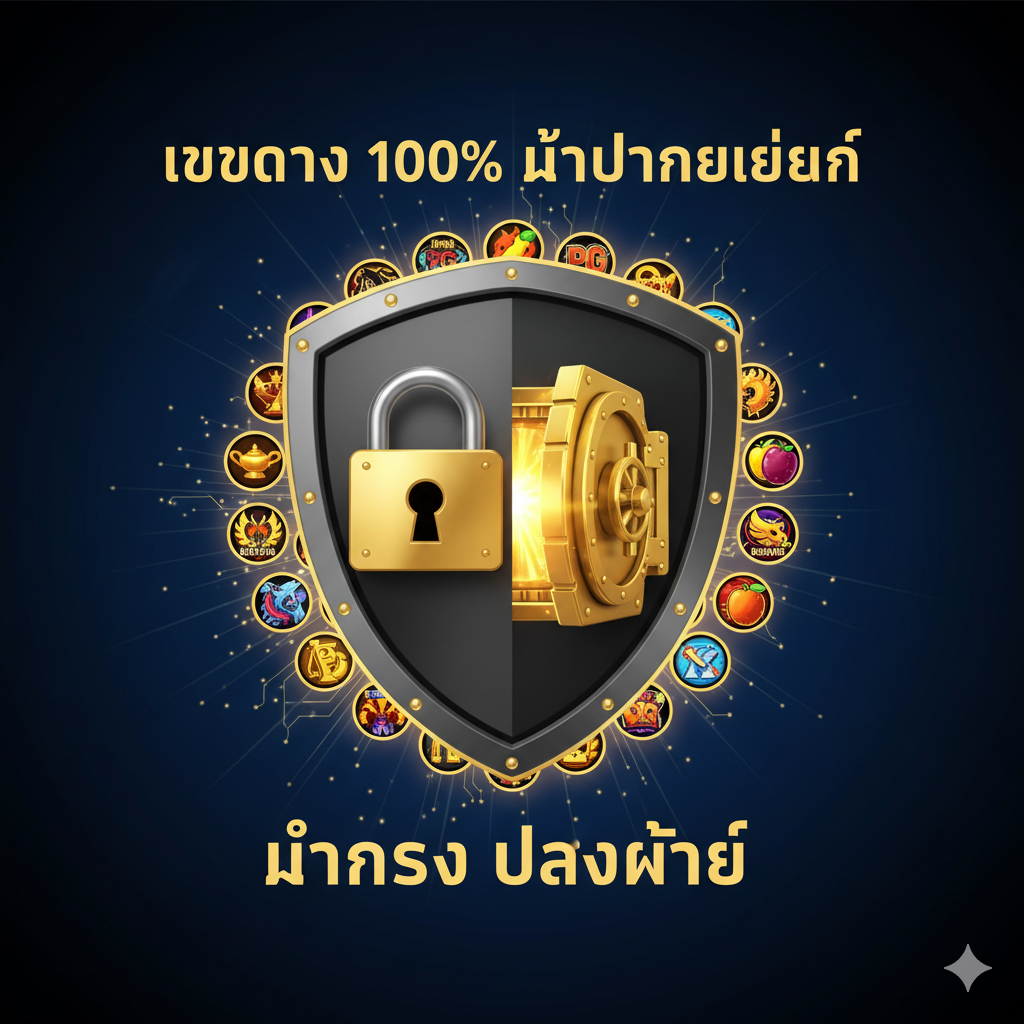 一张清晰展示3个步骤的教程图。图片采用信息图表（Infographic）风格，将'สมัคร'（注册）、'ยืนยัน True Wallet'（验证）和'เริ่มเล่น'（开始玩）三个步骤用编号的方块或圆形图标清晰排列。每个步骤旁边配上简单的小插图：步骤1是一个'会员注册'的按钮，步骤2是一个True Wallet App的界面和手机OTP，步骤3是一个老虎机（Slot）的图标。使用明亮的背景色（如白色或浅蓝色）和粗体的泰语箭头指示流程，确保用户能一目了然地了解'1 นาที'内完成注册的流程，强调操作的简单性。