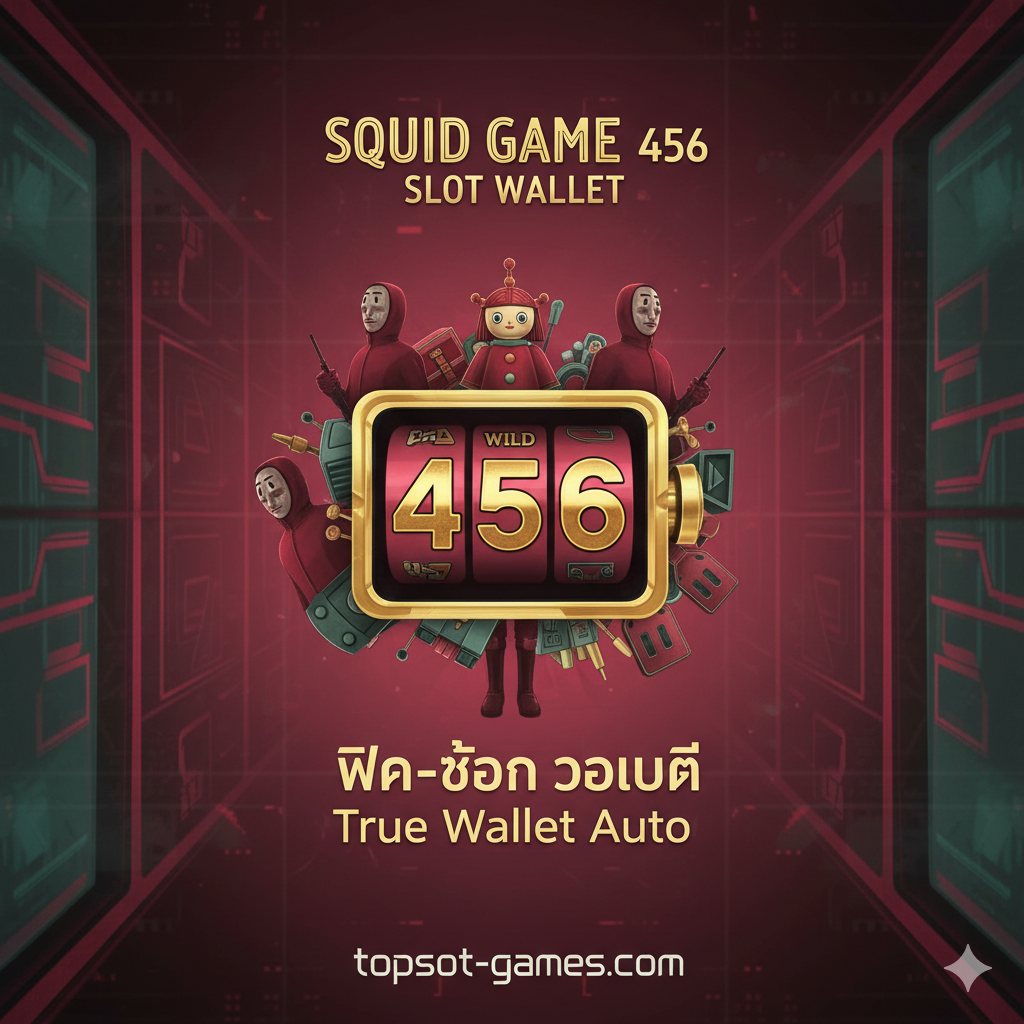 ภาพเป็นงานศิลปะแบบไดนามิกที่ได้รับแรงบันดาลใจจาก Squid Game โดยมีสัญลักษณ์ทองคำ 456 อยู่ตรงกลาง ล้อมรอบด้วยองค์ประกอบของเกมและมีโลโก้ True Wallet เพื่อเน้นย้ำถึงวิธีการทำธุรกรรม